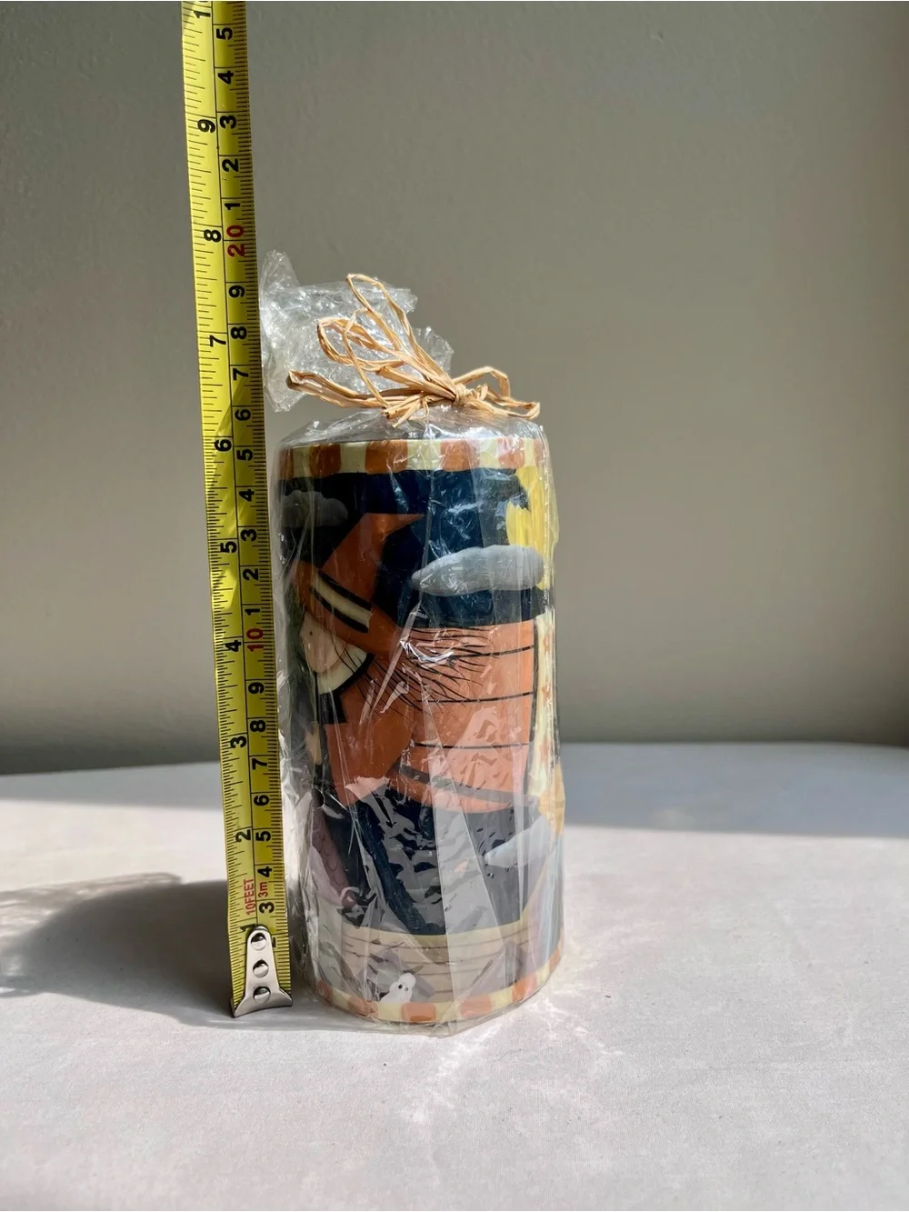 Halloween Witch Decorative Pillar Candle - Orange & Black